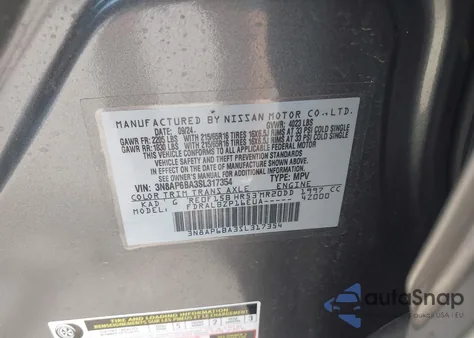 2025 Nissan Kicks S Fwd из США, поврежденный, VIN 3N8AP6BA3SL317354